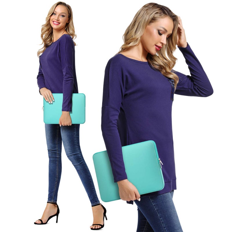 CCPK Laptop Sleeve for 13 Inch MacBook Air Pro M1 Hp 14 Inch Laptop (Narrow Bezel) Chromebook 14"" Pavilion 360 Cover Acer ASUS Lenovo Yoga Flex 14 in Computer Bag Carrying Case 14 Inch Neoprene  Mint - Image 3